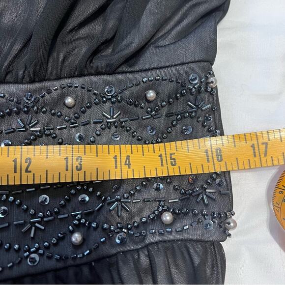 EUC Jessica Howard Beaded Halter‎ Evening Gown Dress Grey Black 10 - Picture 10 of 10